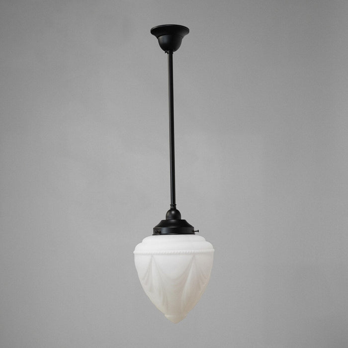 Single Rod Pendant Patina Black With 8" Empire Opal Matt Glass - 3020118