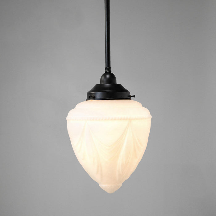 Single Rod Pendant Patina Black With 8" Empire Opal Matt Glass - 3020118