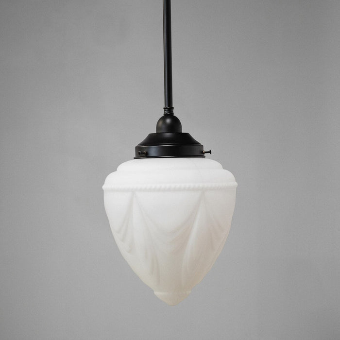 Single Rod Pendant Patina Black With 8" Empire Opal Matt Glass - 3020118