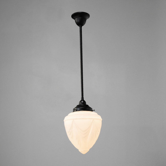 Single Rod Pendant Patina Black With 8" Empire Opal Matt Glass - 3020118