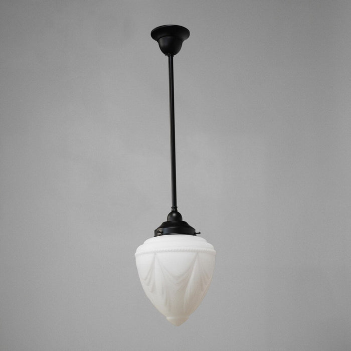 Single Rod Pendant Patina Black With 8" Empire Opal Matt Glass - 3020118