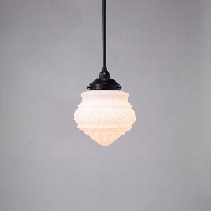 Single Rod Pendant Patina Black With 8" Premier Opal Matt Glass - 3020119