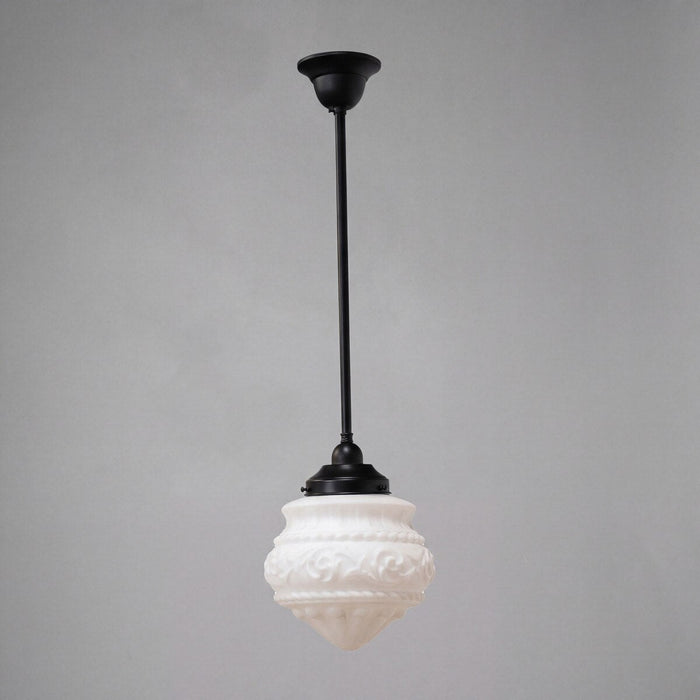 Single Rod Pendant Patina Black With 8" Premier Opal Matt Glass - 3020119