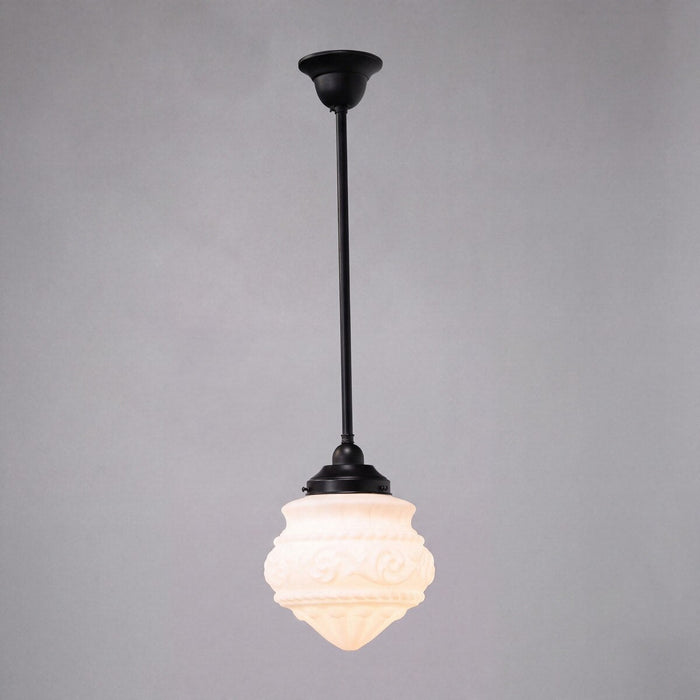 Single Rod Pendant Patina Black With 8" Premier Opal Matt Glass - 3020119