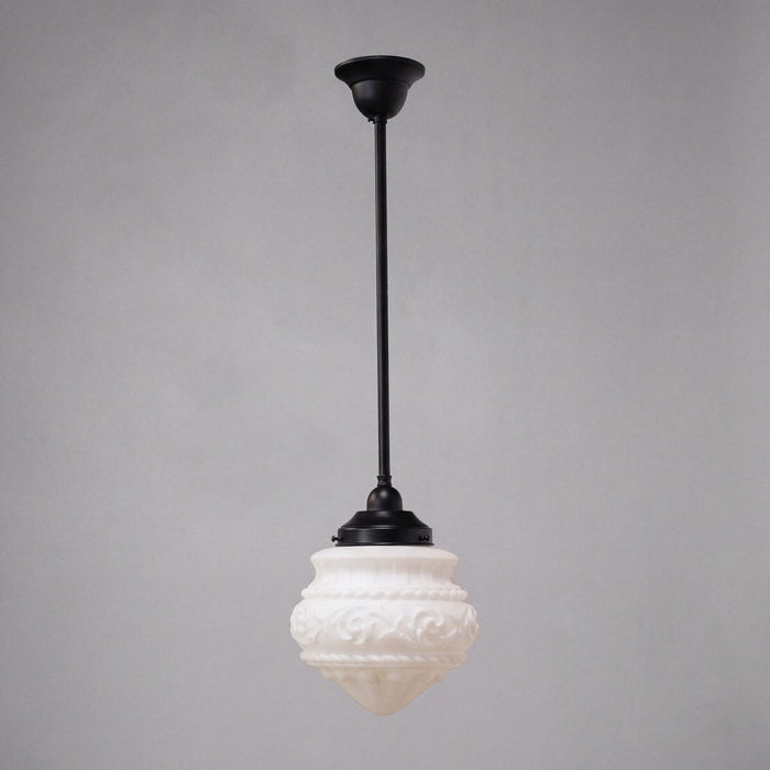 Single Rod Pendant Patina Black With 8" Premier Opal Matt Glass - 3020119