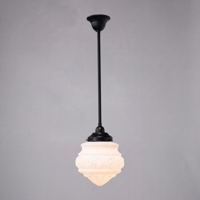 Single Rod Pendant Patina Black With 8" Premier Opal Matt Glass - 3020119