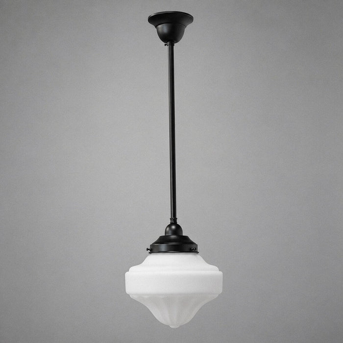 Single Rod Pendant Patina Black With 9" Derby Opal Matt Glass - 3020125
