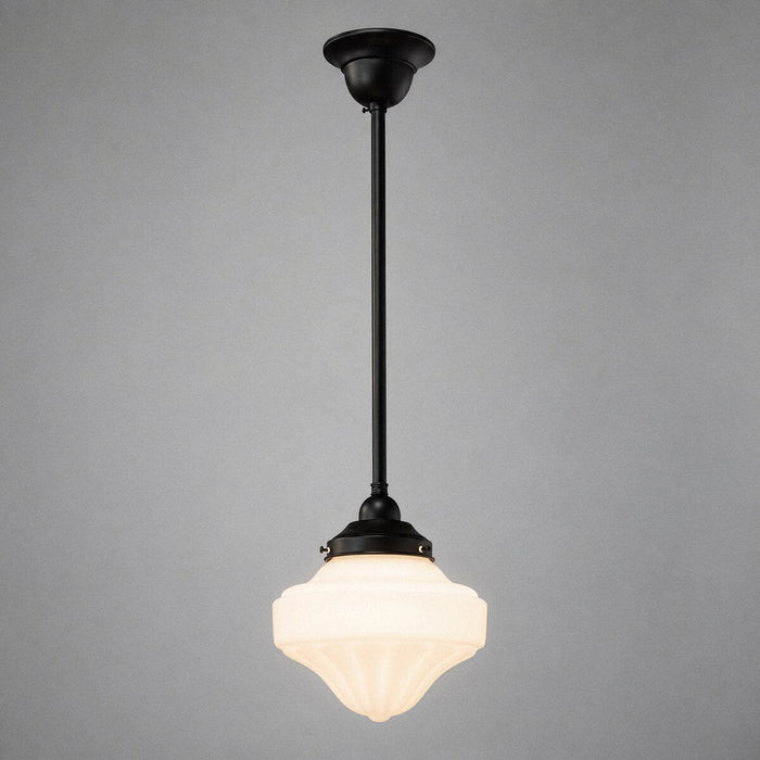 Single Rod Pendant Patina Black With 9" Derby Opal Matt Glass - 3020125