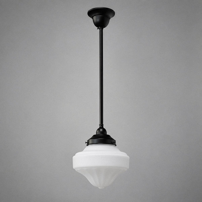 Single Rod Pendant Patina Black With 9" Derby Opal Matt Glass - 3020125