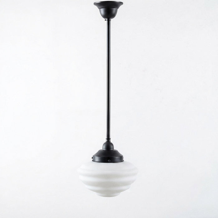 Single Rod Pendant Patina Black With Cannes Opal Matt Glass - 3020129