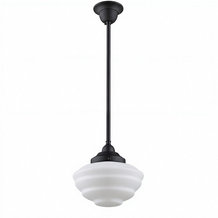Single Rod Pendant Patina Black With Cannes Opal Matt Glass - 3020129