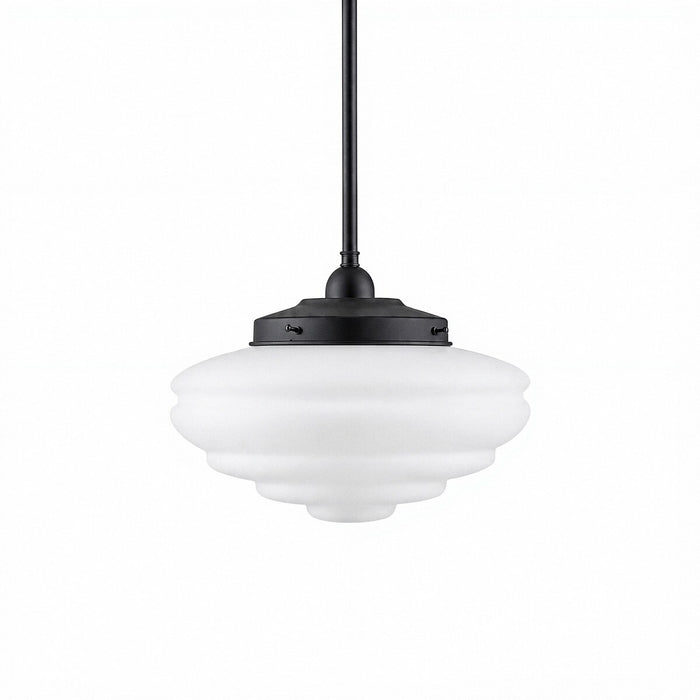 Single Rod Pendant Patina Black With Chateau Opal Matt Glass - 3020130