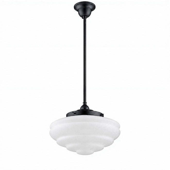 Single Rod Pendant Patina Black With Chateau Opal Matt Glass - 3020130