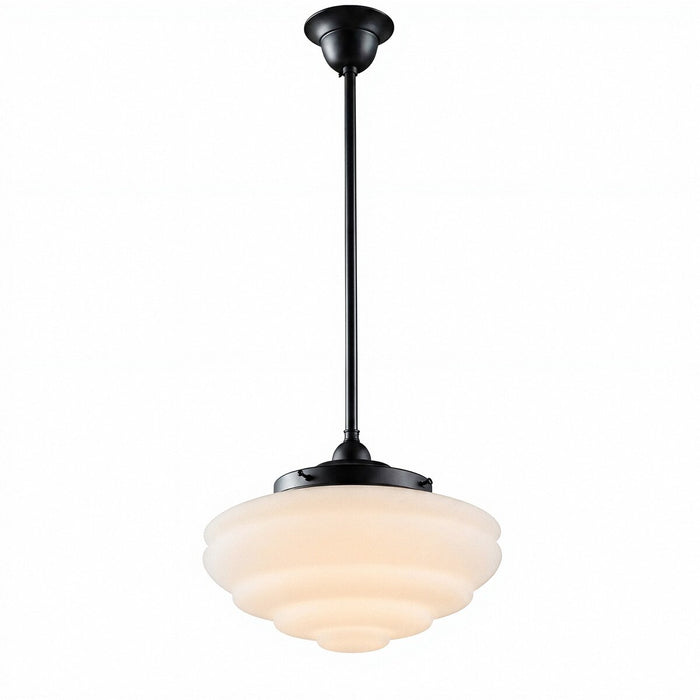 Single Rod Pendant Patina Black With Chateau Opal Matt Glass - 3020130