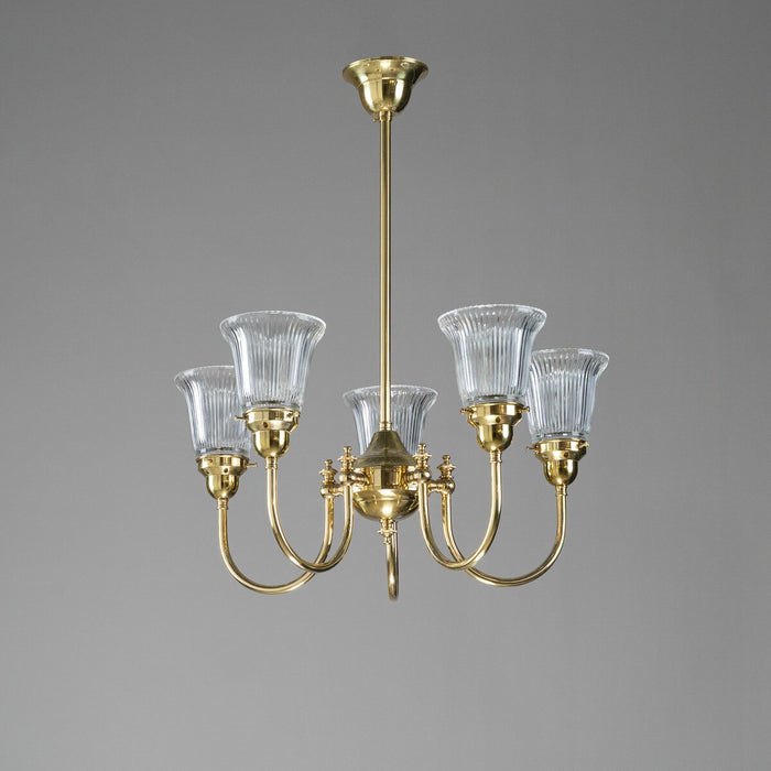 Luke 5 Light Pendant Light Arms Up with Zipper Shades Polished Brass & Clear - 3090350