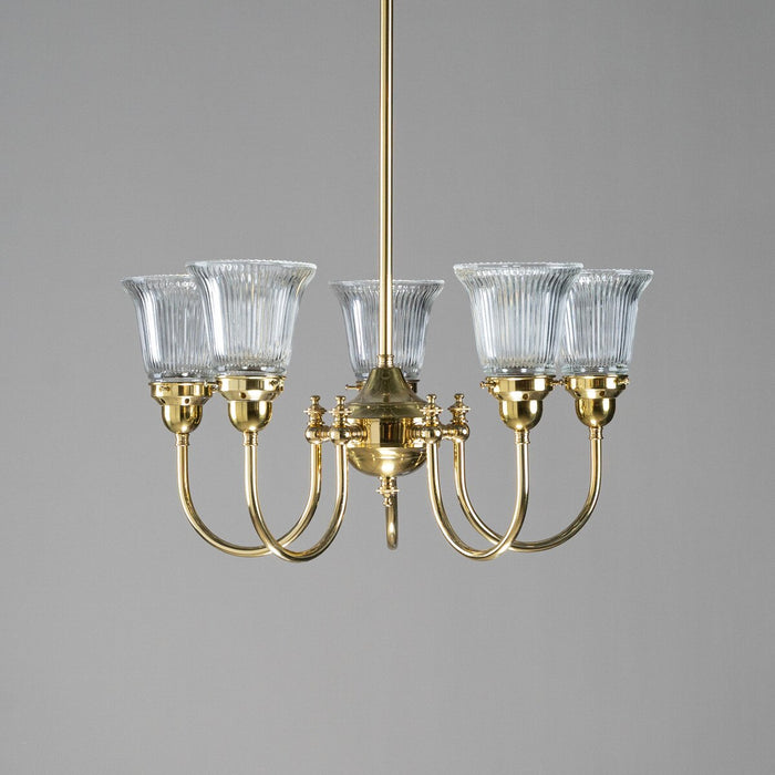 Luke 5 Light Pendant Light Arms Up with Zipper Shades Polished Brass & Clear - 3090350