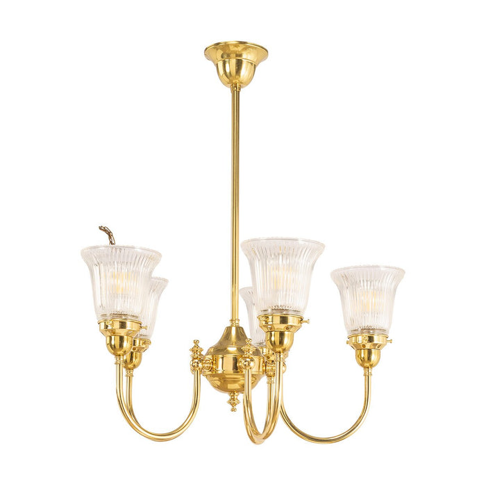 Luke 5 Light Pendant Light Arms Up with Zipper Shades Polished Brass & Clear - 3090350