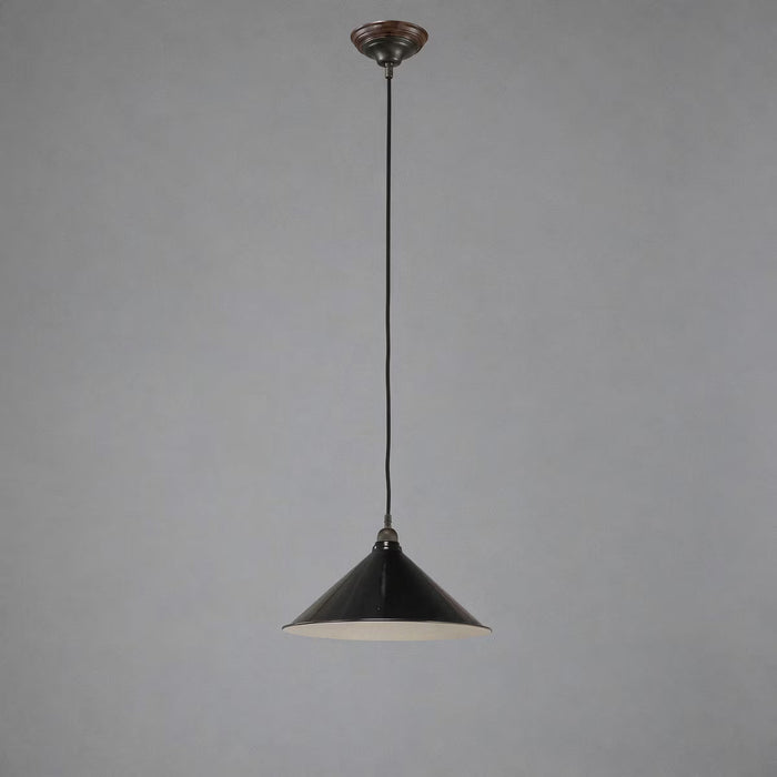 Edwardian 390mm Pendant Light on Cloth Cord Patina & Black - 3090361
