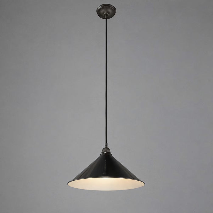 Edwardian 390mm Pendant Light on Cloth Cord Patina & Black - 3090361