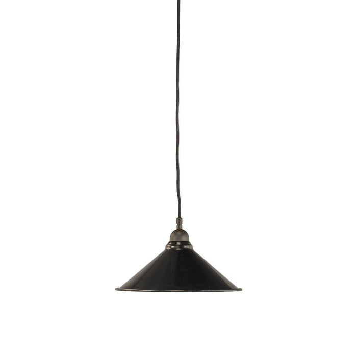 Edwardian 250mm Pendant Light on Cloth Cord Patina & Black - 3090362