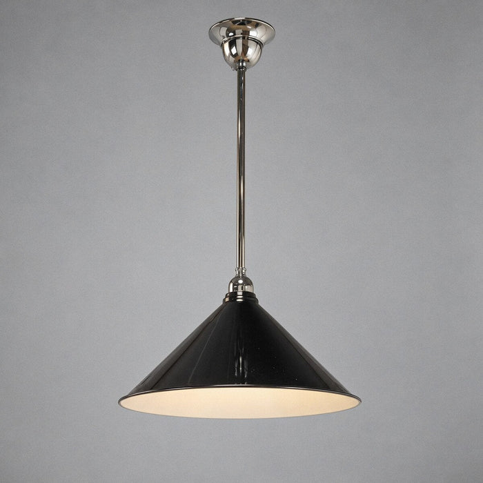 Edwardian 390mm Pendant Light on Rod Set 1/2" Chrome & Black - 3090363