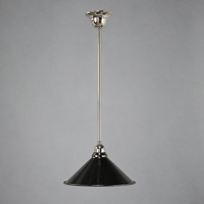Edwardian 250mm Pendant Light on Rod Set 1/2" Chrome & Black - 3090364