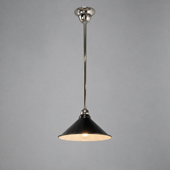 Edwardian 250mm Pendant Light on Rod Set 1/2" Chrome & Black - 3090364