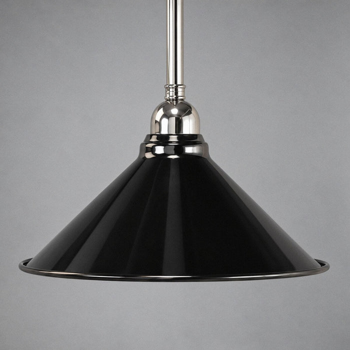 Edwardian 250mm Pendant Light on Rod Set 1/2" Chrome & Black - 3090364