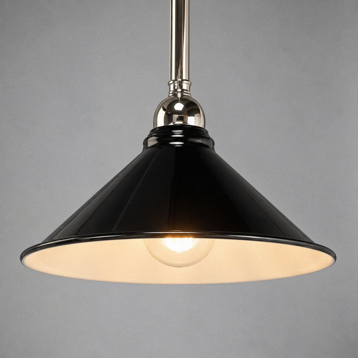 Edwardian 250mm Pendant Light on Rod Set 1/2" Chrome & Black - 3090364