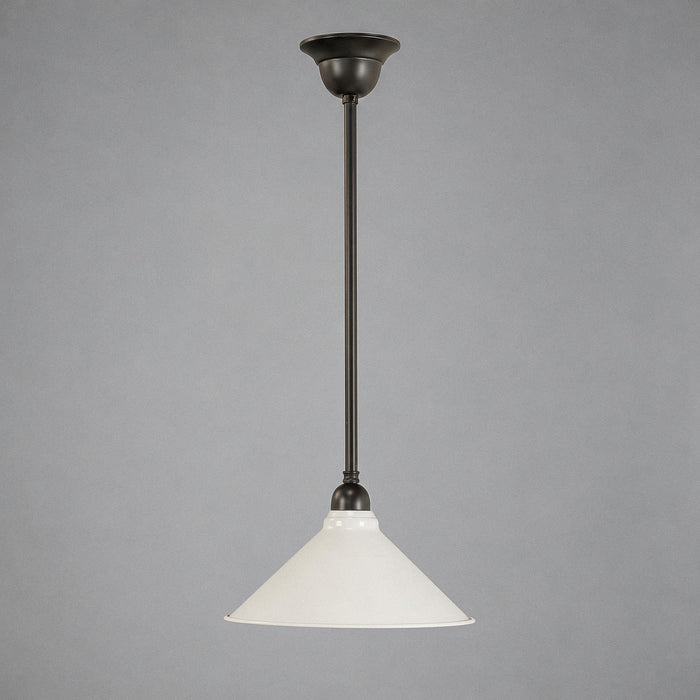 Edwardian 250mm Pendant Light on Rod Set 1/2" Patina & White - 3090368