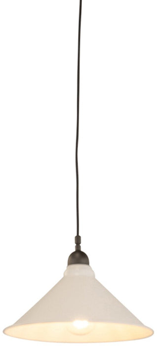 Edwardian 250mm Pendant Light on Cloth Cord Patina & White - 3090370