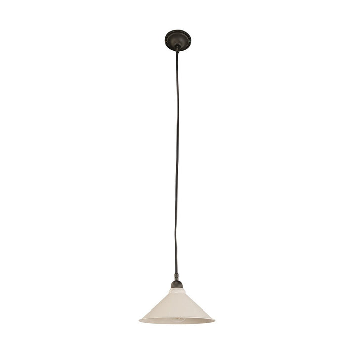 Edwardian 250mm Pendant Light on Cloth Cord Patina & White - 3090370