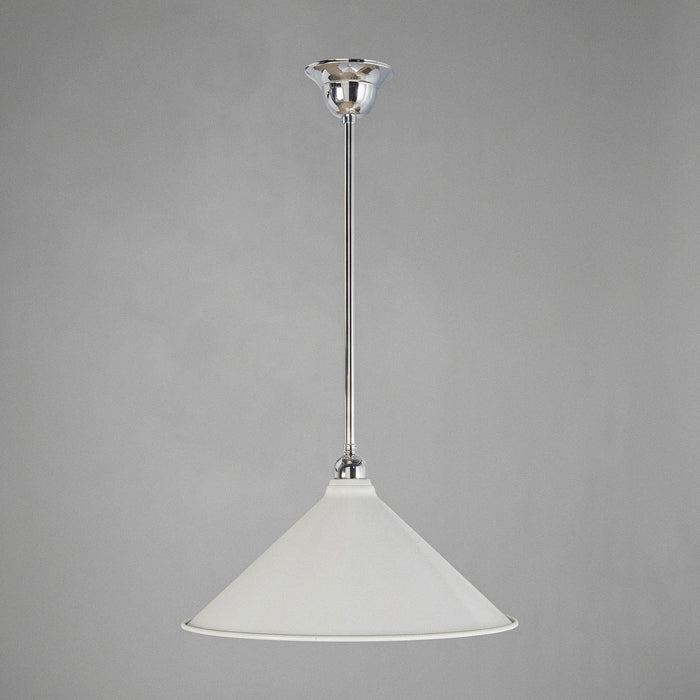 Edwardian 390mm Pendant Light on Rod Set 1/2" Chrome & White - 3090371