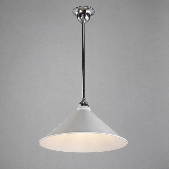 Edwardian 390mm Pendant Light on Rod Set 1/2" Chrome & White - 3090371