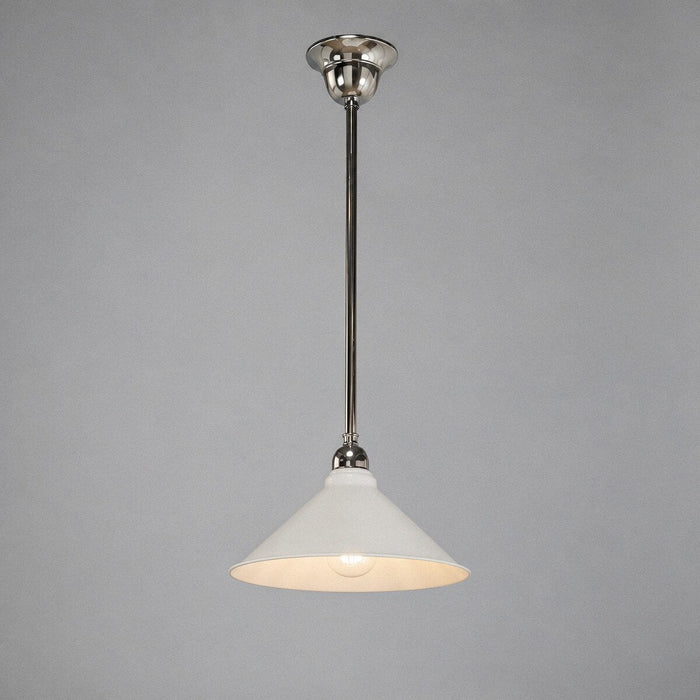 Edwardian 250mm Pendant Light on Rod Set 1/2" Chrome & White - 3090372