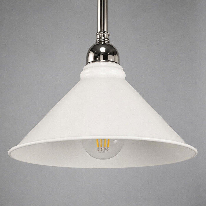 Edwardian 250mm Pendant Light on Rod Set 1/2" Chrome & White - 3090372