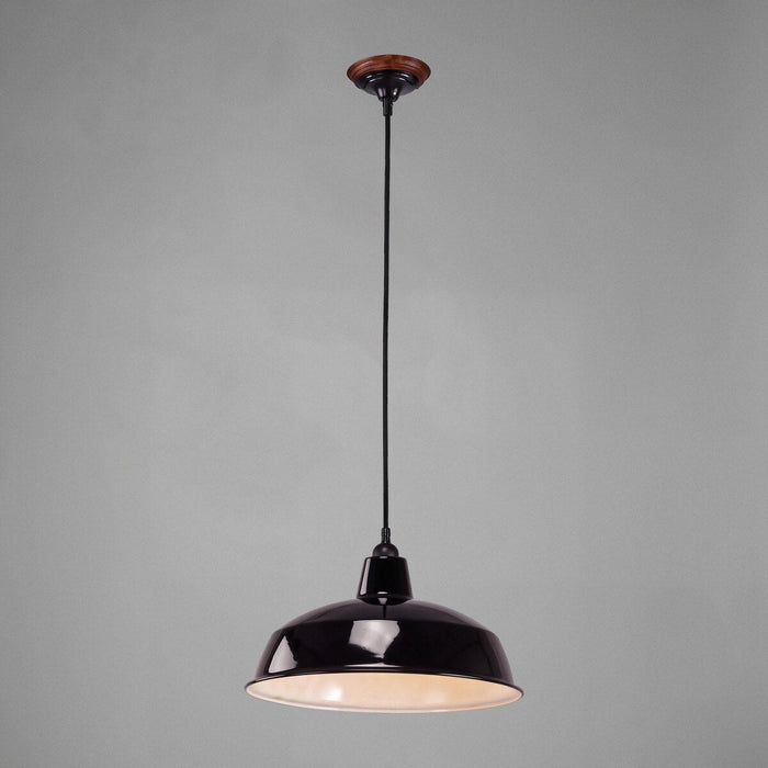 Warehouse 420mm Pendant Light on Cloth Cord Patina & Black - 3090377
