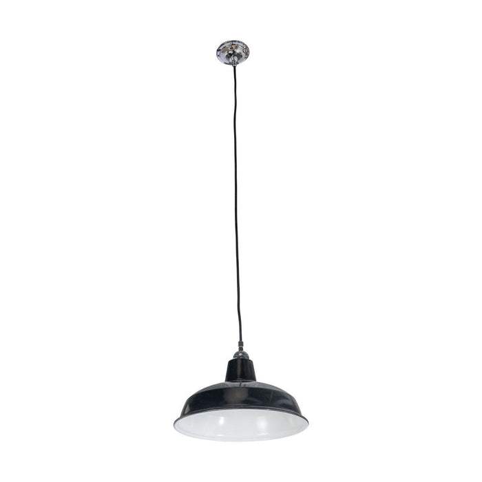 Warehouse 300mm Pendant Light on Cloth Cord Chrome & Black - 3090382
