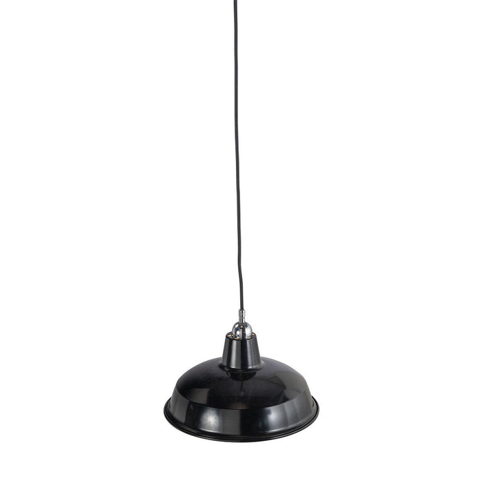 Warehouse 300mm Pendant Light on Cloth Cord Chrome & Black - 3090382