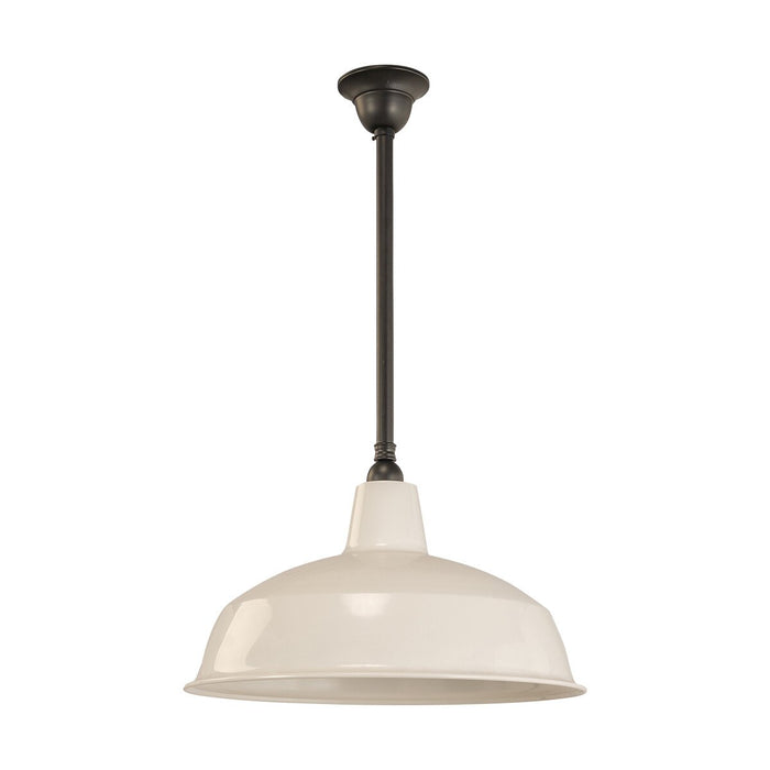 Warehouse 420mm Pendant Light on Rod Set 3/4" Patina & White - 3090383