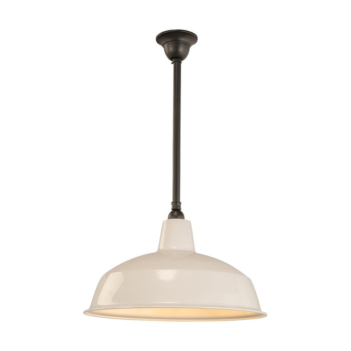 Warehouse 420mm Pendant Light on Rod Set 3/4" Patina & White - 3090383