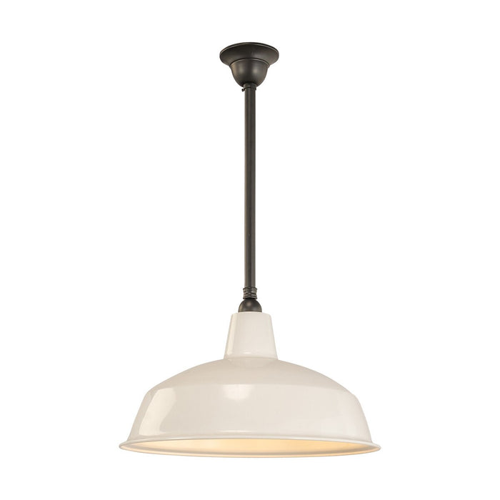 Warehouse 420mm Pendant Light on Rod Set 3/4" Patina & White - 3090383