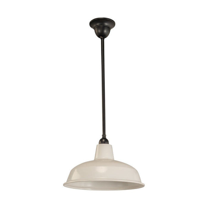 Warehouse 300mm Pendant Light on Rod Set 1/2" Patina & White - 3090384