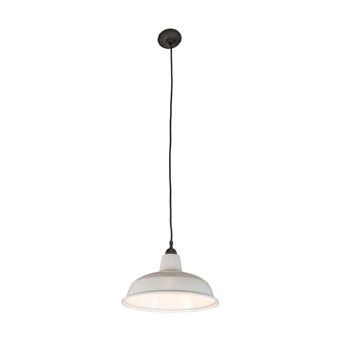 Warehouse 300mm Pendant Light on Cloth Cord Patina & White - 3090386