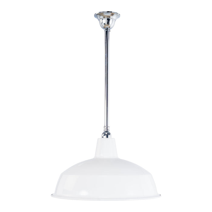 Warehouse 420mm Pendant Light on Rod Set 3/4" Chrome & White - 3090387