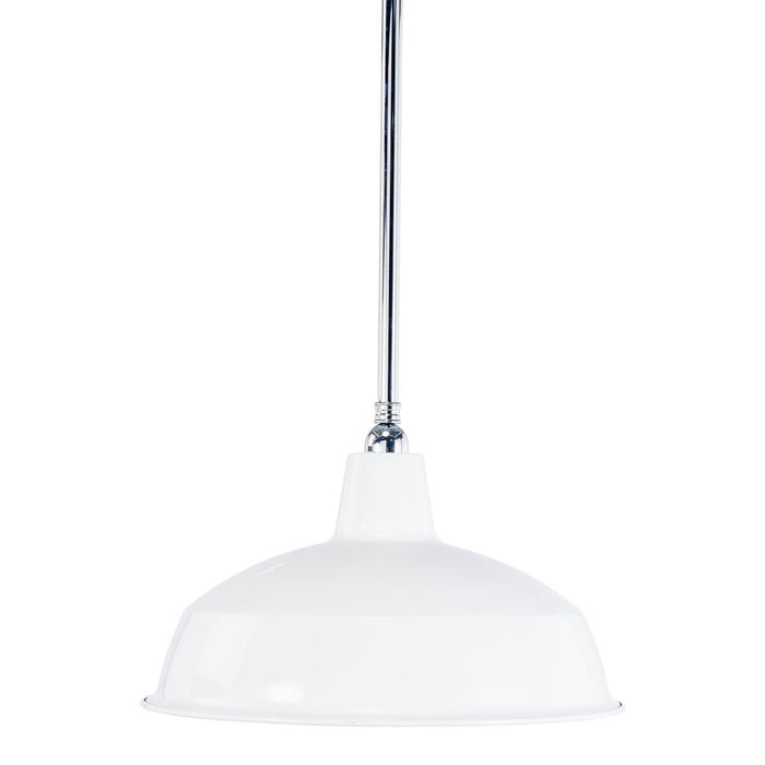 Warehouse 420mm Pendant Light on Rod Set 3/4" Chrome & White - 3090387