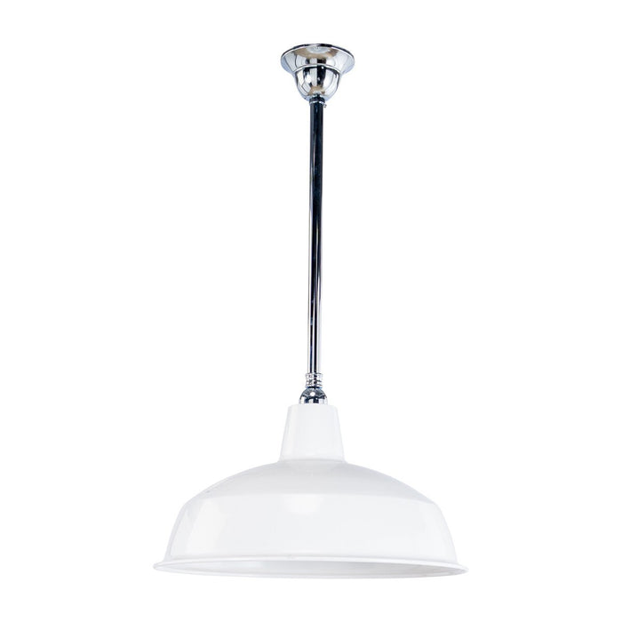 Warehouse 420mm Pendant Light on Rod Set 3/4" Chrome & White - 3090387