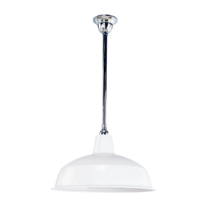 Warehouse 420mm Pendant Light on Rod Set 3/4" Chrome & White - 3090387