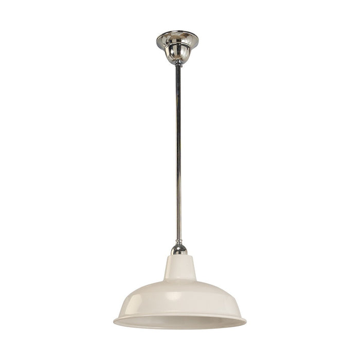 Warehouse 300mm Pendant Light on Rod Set 1/2" Chrome & White - 3090388