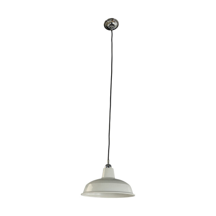 Warehouse 300mm Pendant Light on Cloth Cord Chrome & White - 3090390